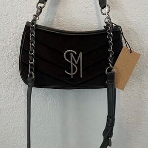 Steve Madden Black Quilted Shoulder Bag with Chain Strap